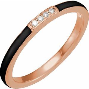 14K Rose Gold .03 CTW Natural Diamond & Black Enamel Stackable Ring