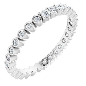 14K White 1/2 CTW Natural Diamond Reversible Eternity Band Size 6.5