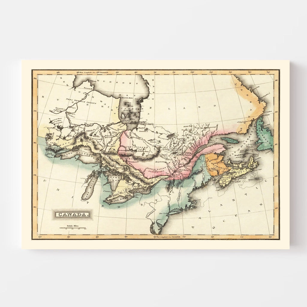 Vintage Map of Canada 1823