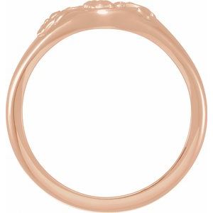 14K Rose 10.1 mm Oval Floral Signet Ring