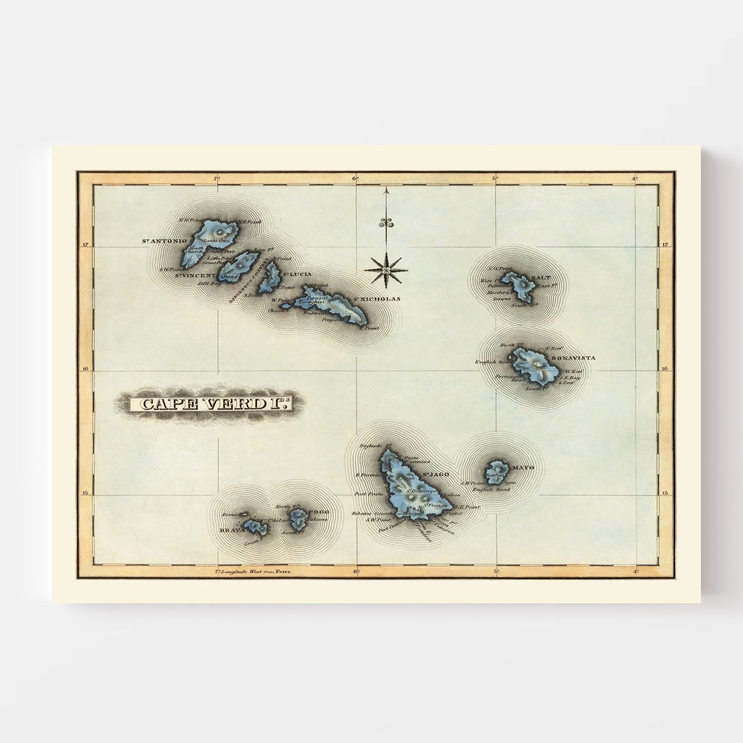 Vintage Map of Cape Verde 1823