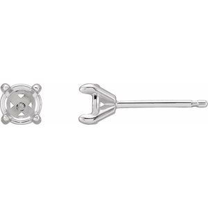 Platinum 3.5 mm Round 4-Prong Claw Cocktail-Style Earring Mounting