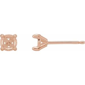 14K Rose Gold 6.5 mm Round 4-Prong Claw Cocktail-Style Earring Mounting