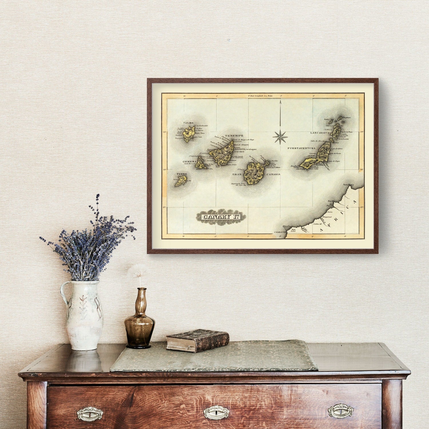Vintage Map of Canary Islands, 1823