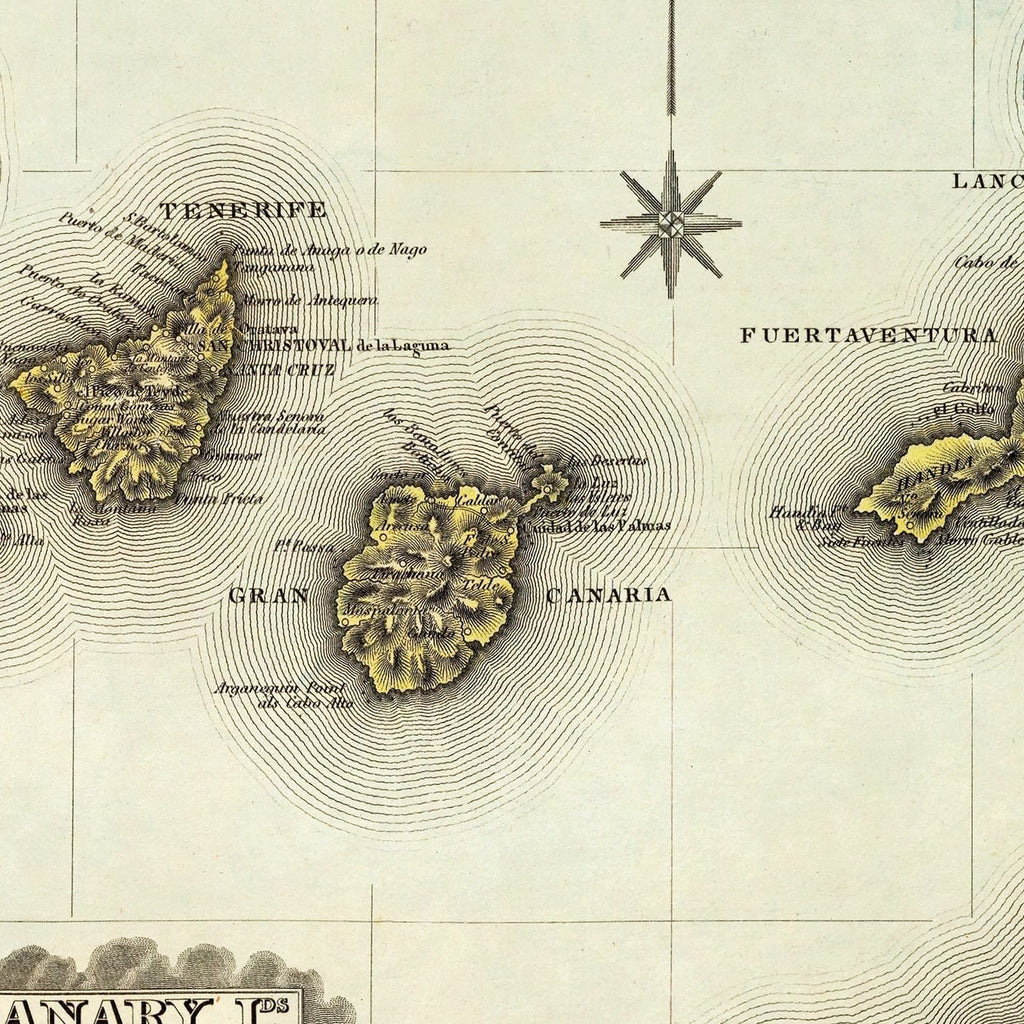Vintage Map of Canary Islands, 1823
