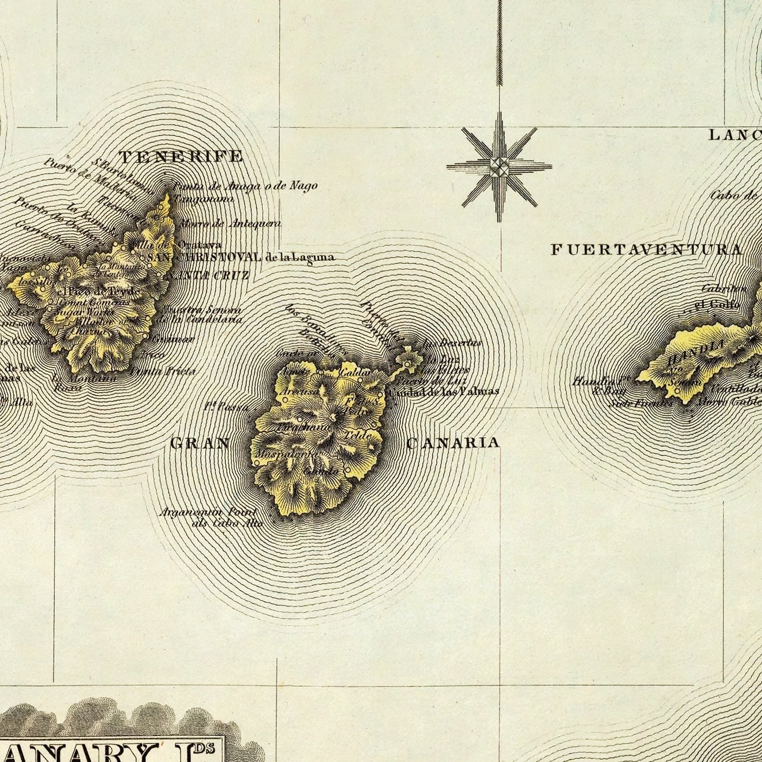 Vintage Map of Canary Islands, 1823