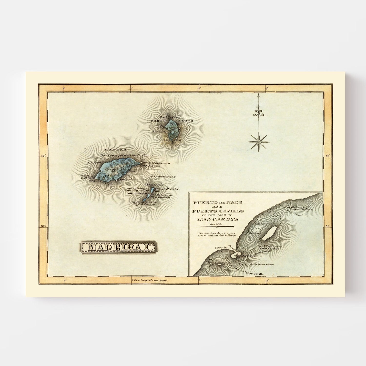 Vintage Map of Madeira Islands, 1823