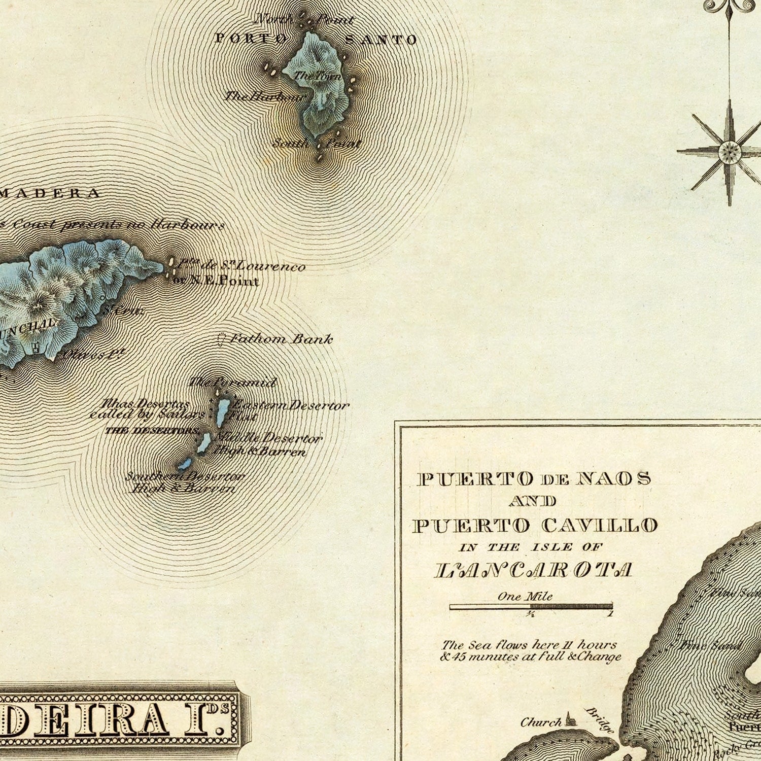 Vintage Map of Madeira Islands, 1823
