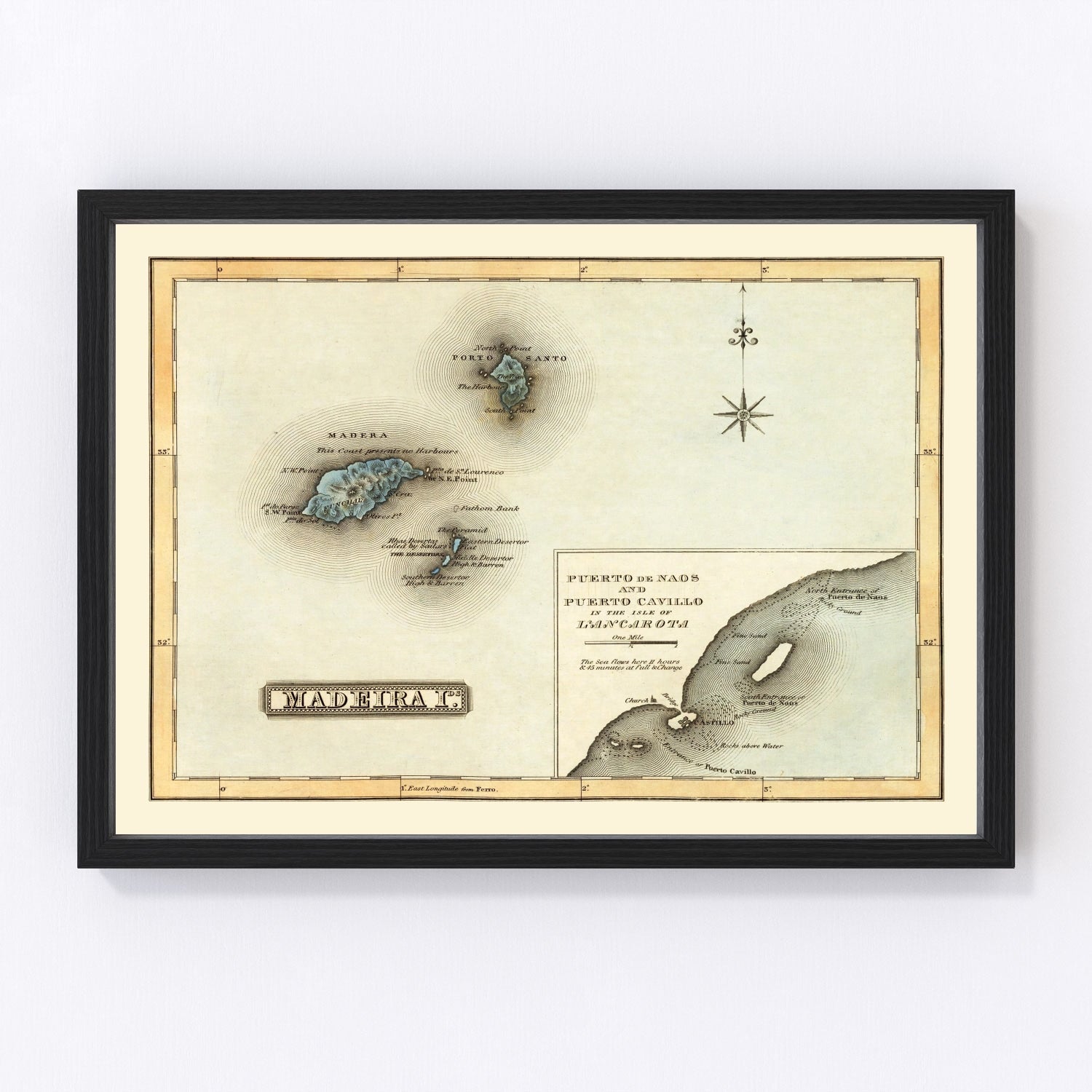Vintage Map of Madeira Islands, 1823