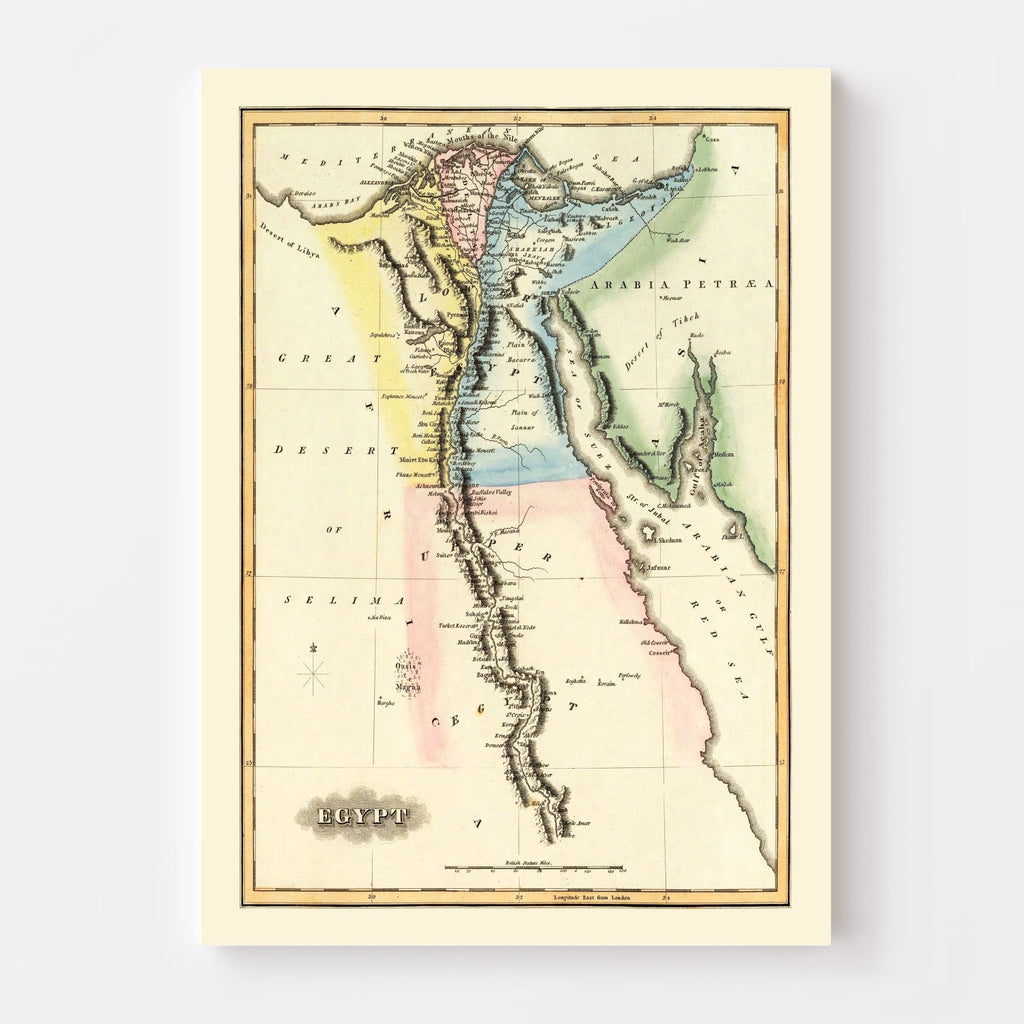 Vintage Map of Egypt 1823