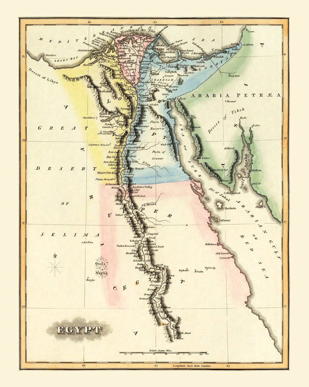 Vintage Map of Egypt 1823