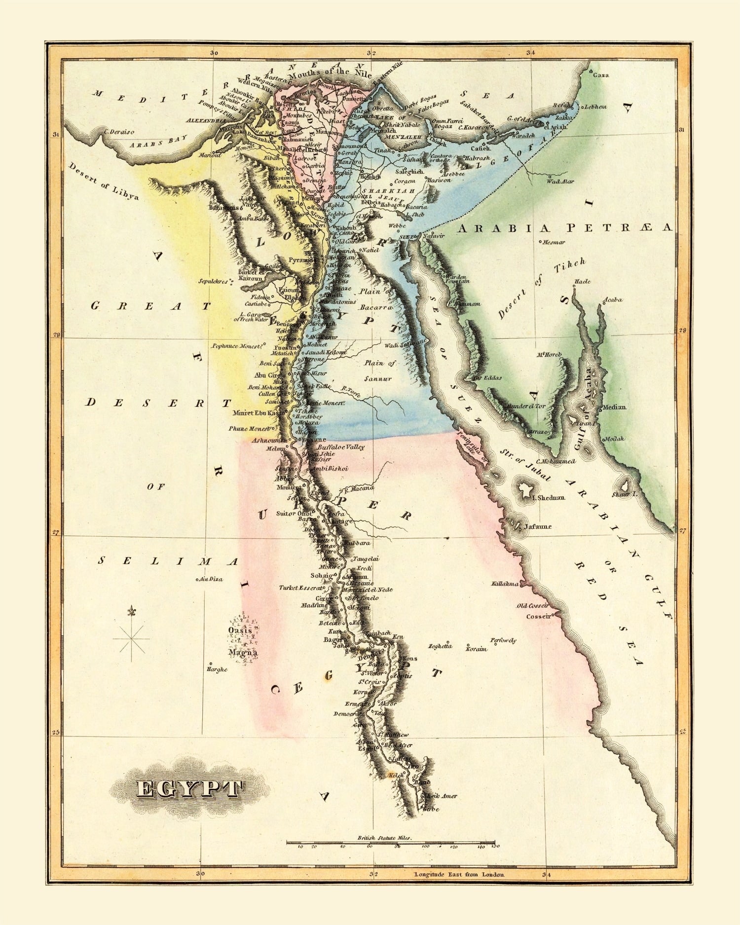 Vintage Map of Egypt 1823