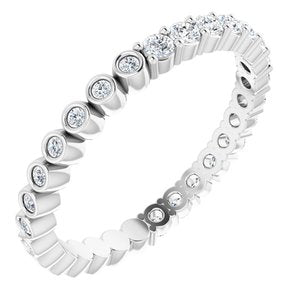 14K White 1/2 CTW Natural Diamond Reversible Eternity Band Size 7.5