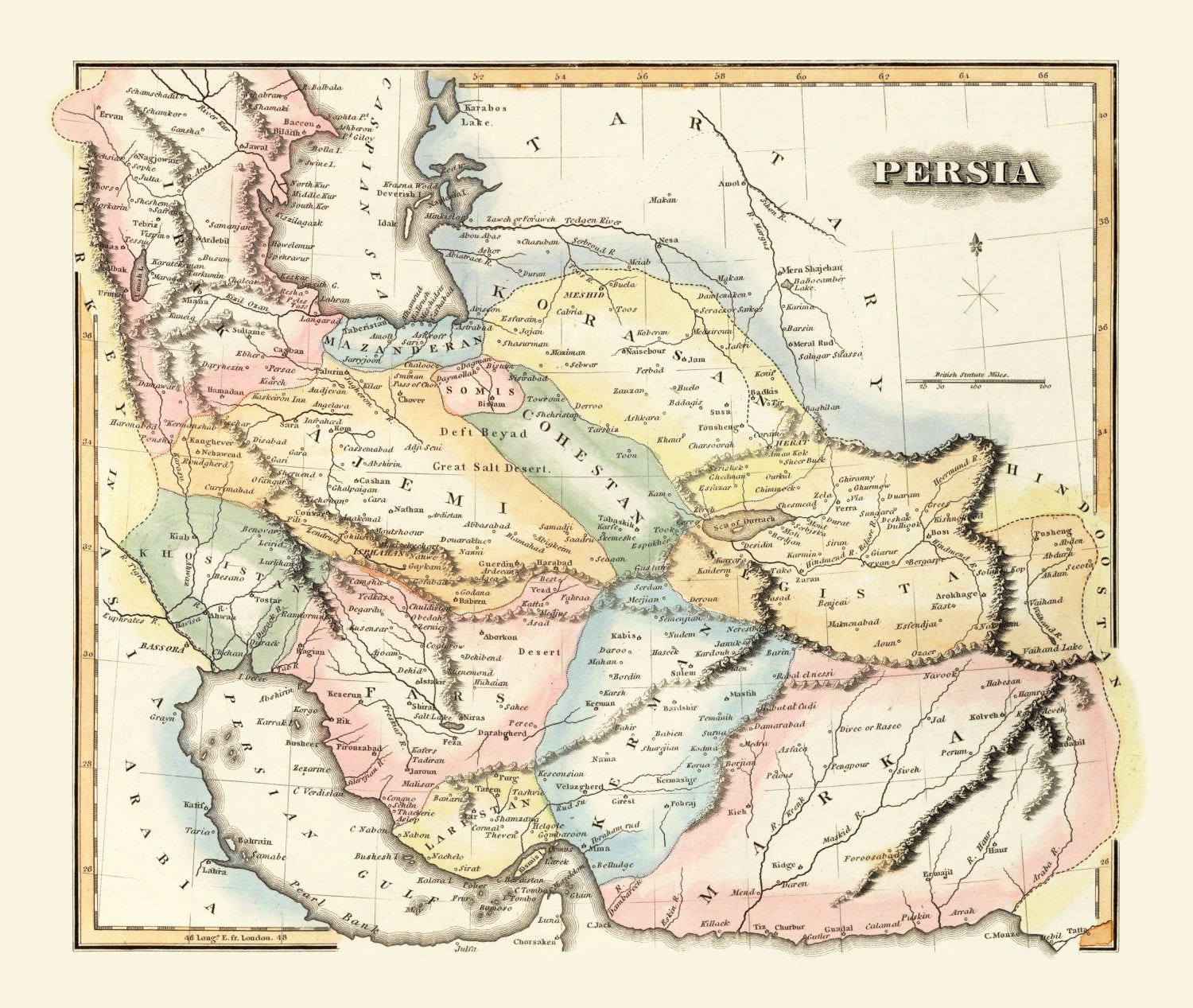 Vintage Map of Persia 1823