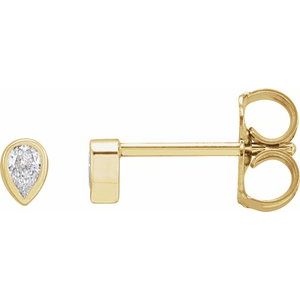 14K Yellow Gold .05 CT Lab-Grown Diamond Bezel-Set Earring