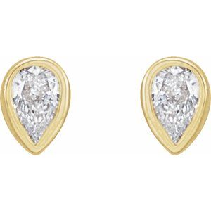 14K Yellow Gold 1/10 CTW Natural Diamond Bezel-Set Earrings