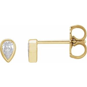 14K Yellow Gold 1/10 CT Lab-Grown Diamond Bezel-Set Earring