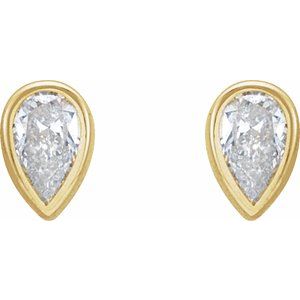 14K Yellow Gold 1/10 CT Lab-Grown Diamond Bezel-Set Earring – image 2