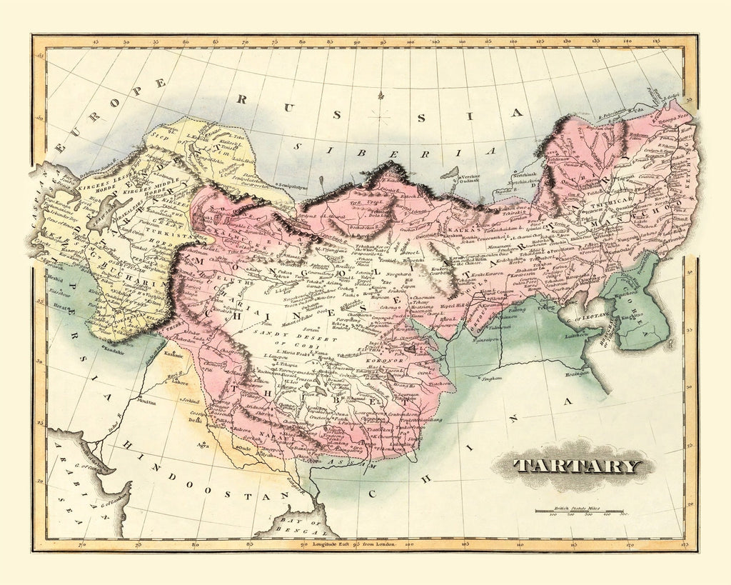 Vintage Map of China 1823