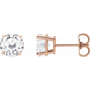 14K Rose Gold 6.5 mm Stuller Lab-Grown Moissanite Earrings