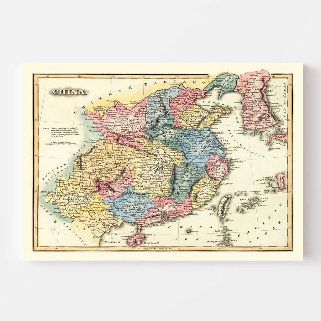 Vintage Map of China 1823