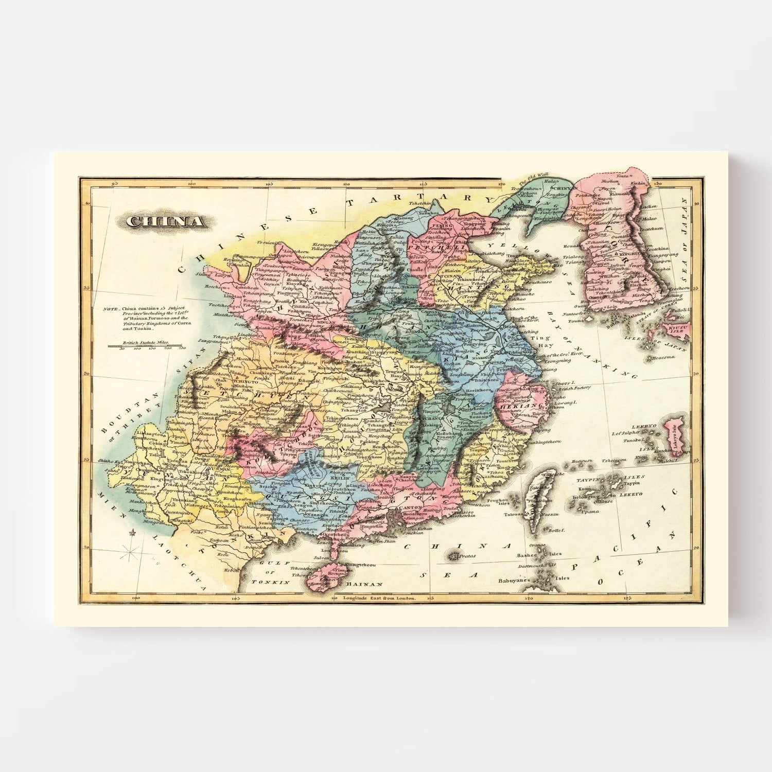 Vintage Map of China 1823