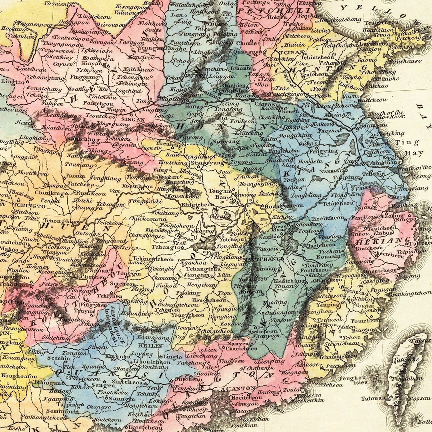 Vintage Map of China 1823
