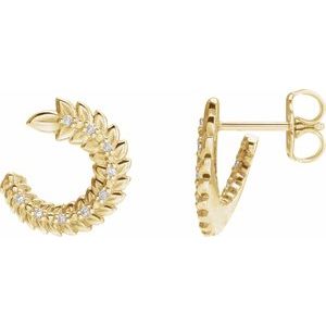 14K Yellow Gold .07 CTW Natural Diamond Front-Back Hoop Earrings