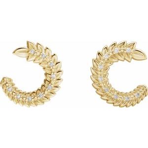 14K Yellow Gold .07 CTW Natural Diamond Front-Back Hoop Earrings – image 2
