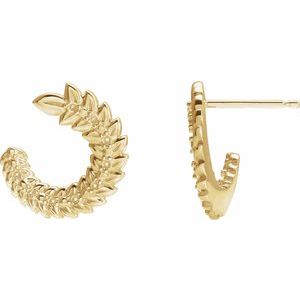 14K Yellow Gold Right Accented Front-Back Hoop Earring Mounting