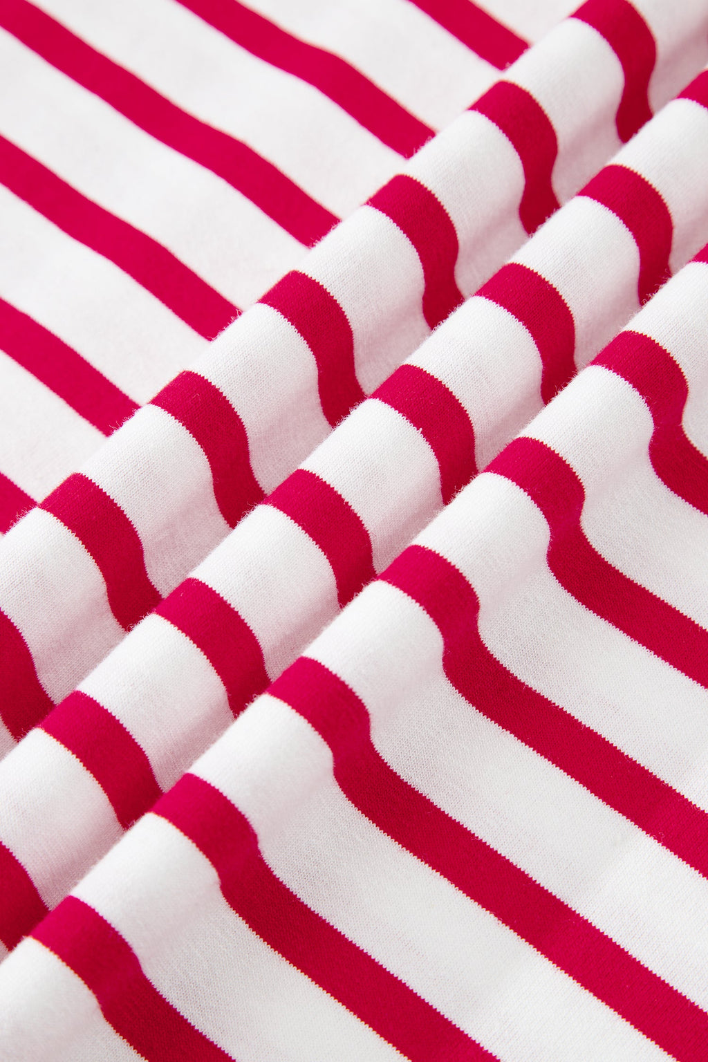 Stripe Scallop Trim Round Neck T-Shirt