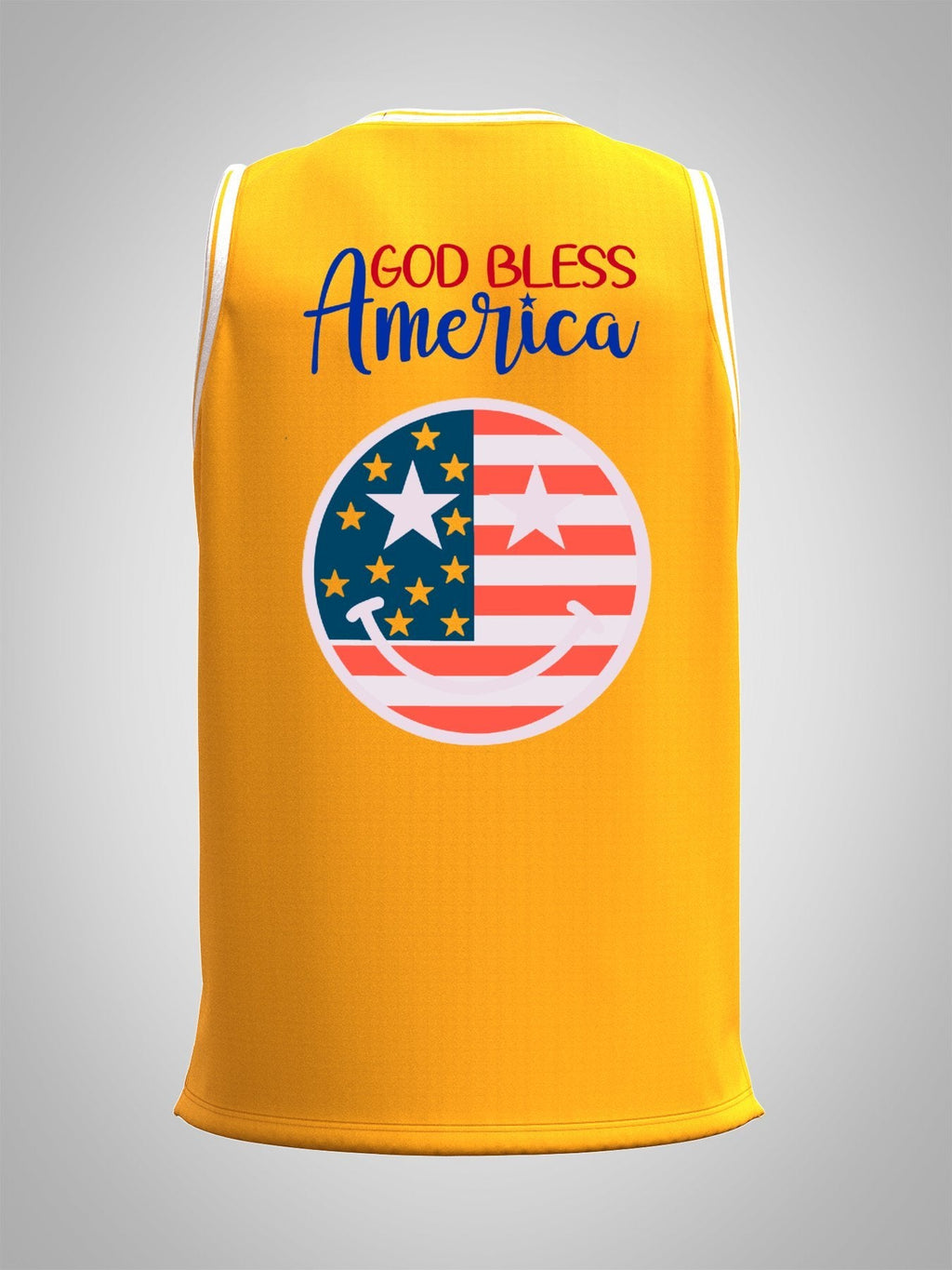 God Bless America Adult Yellow Basketball Jersey | Ships From USA