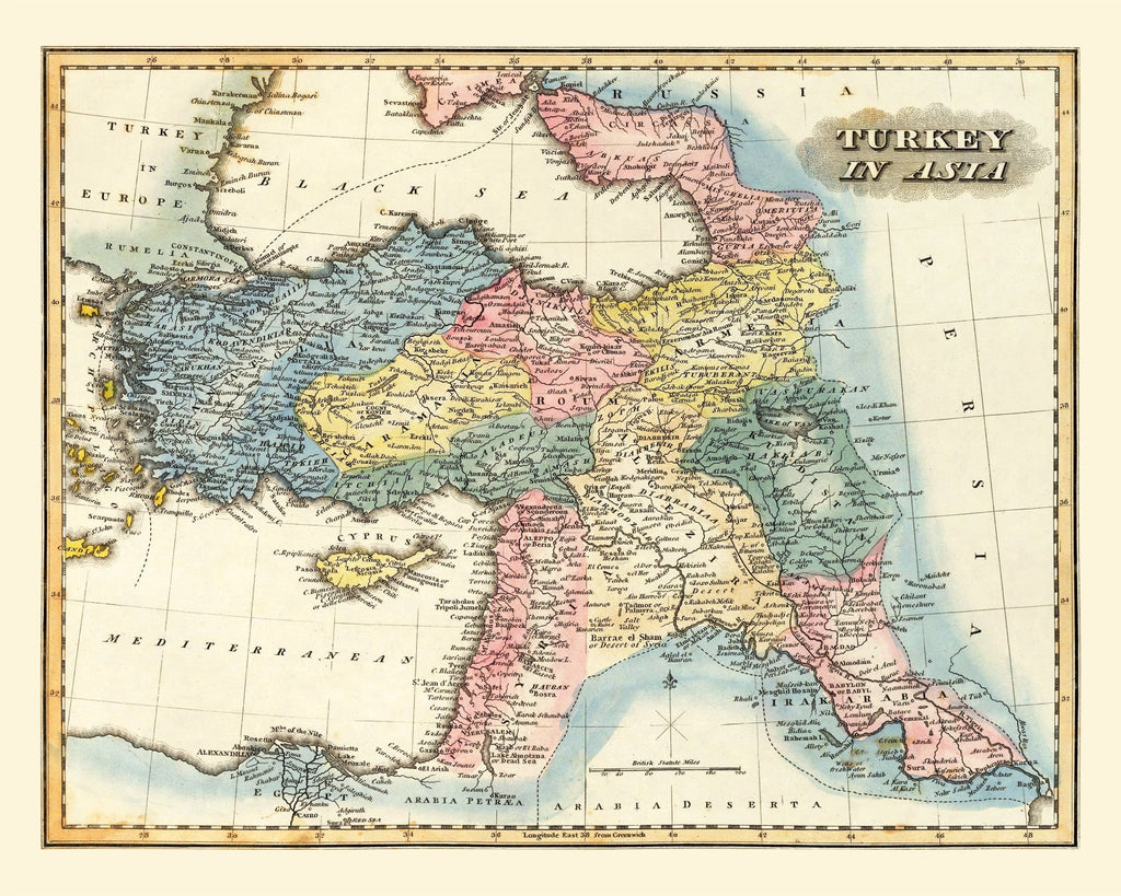 Vintage Map of Turkey 1823