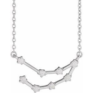 14K White Gold 1/6 CTW Natural Diamond Capricorn 16-18" Necklace