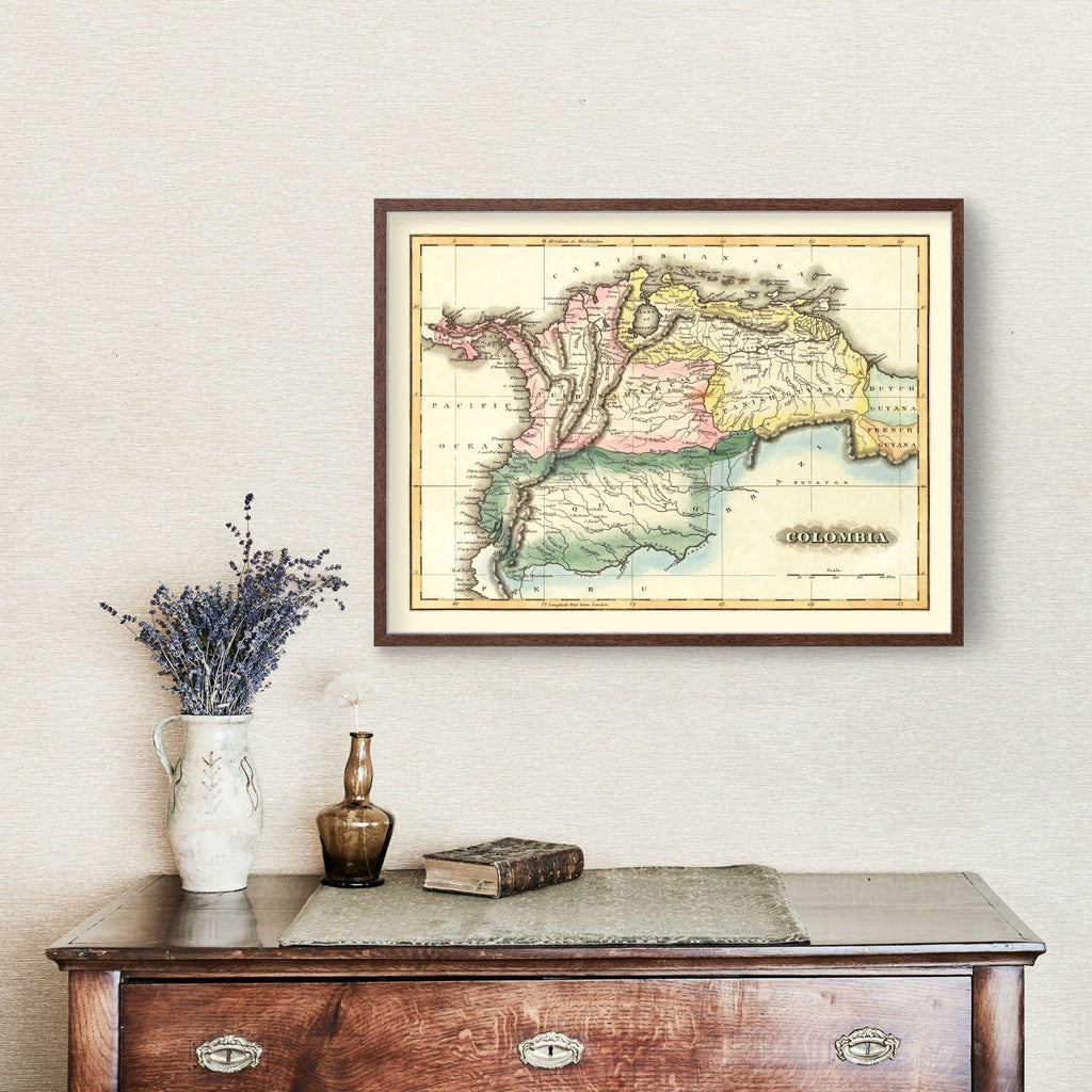 Vintage Map of Colombia 1823