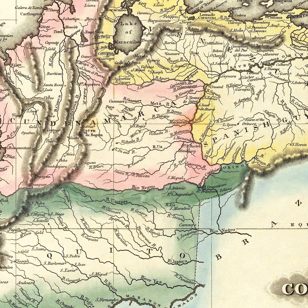 Vintage Map of Colombia 1823