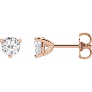 14K Rose Gold 4.5 mm Round Stuller Lab-Grown Moissanite™ Earrings