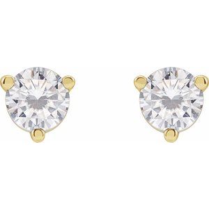 18K Yellow Gold 3.4 mm Round Stuller Lab-Grown Moissanite™ Earrings – image 2