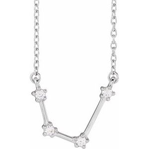14K White Gold 1/10 CTW Natural Diamond Aquarius 16-18" Necklace
