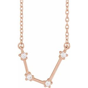 14K Rose Gold 1/10 CTW Natural Diamond Aquarius 16-18" Necklace