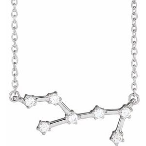 14K White Gold 1/6 CTW Natural Diamond Virgo 16-18" Necklace