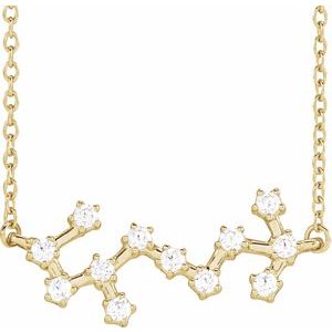 14K Yellow Gold 1/4 CTW Natural Diamond Scorpio 16-18" Necklace