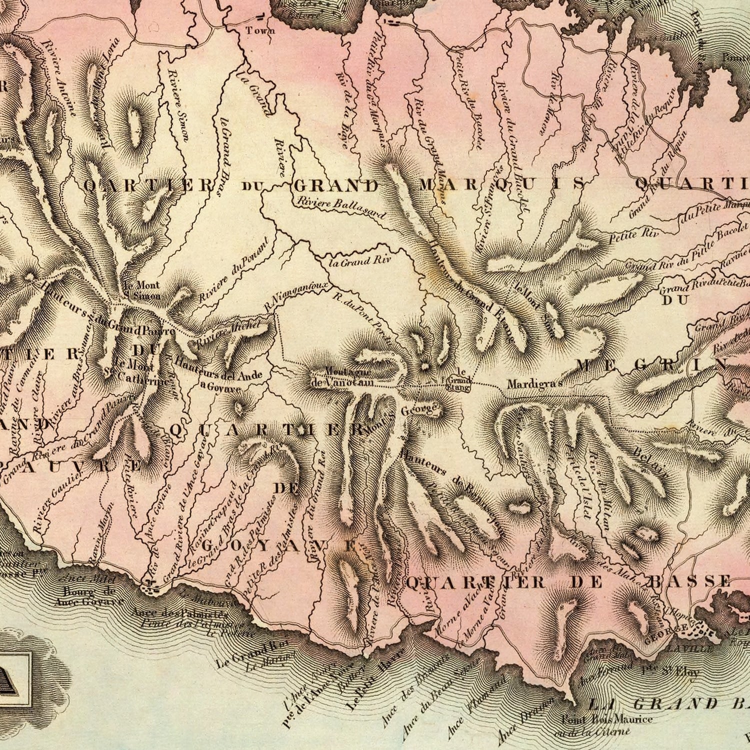 Vintage Map of Grenada 1823