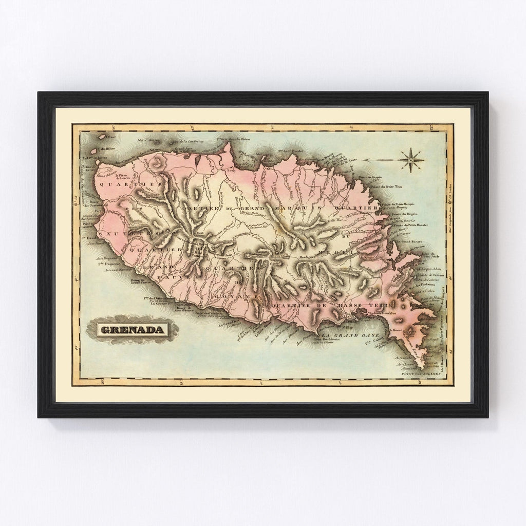 Vintage Map of Grenada 1823