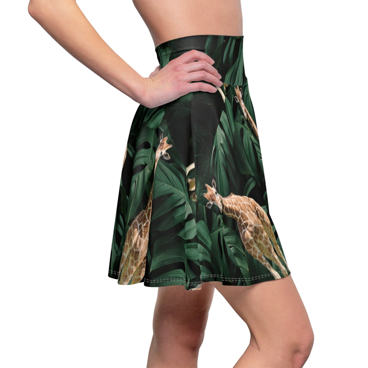 Giraffe Print Women's Skater Skirt, Tropical Skirt, Boho Fashion, Summer Outfit, Eco-Style, Nature Lover Gift