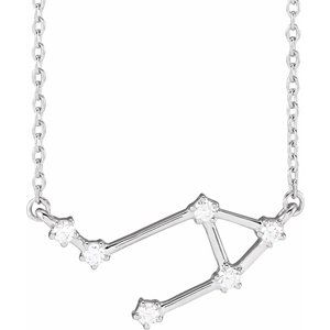 14K White Gold 1/8 CTW Natural Diamond Libra 16-18" Necklace