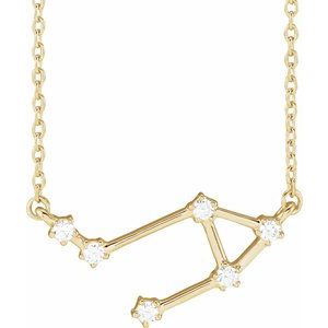 14K Yellow Gold 1/8 CTW Natural Diamond Libra 16-18" Necklace