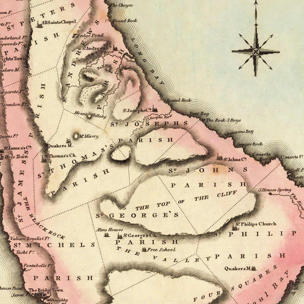 Vintage Map of Barbados 1823