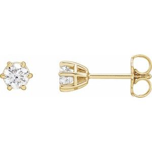 18K Yellow Gold 4 mm Round 6-Prong Stud Earring Mounting