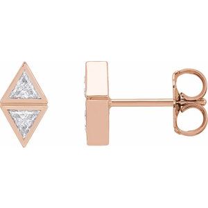 14K Rose Gold 1/4 CTW Natural Diamond Two-Stone Bezel-Set Earrings